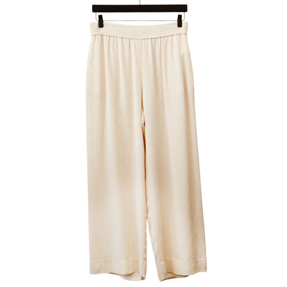 Sally LaPointe Ivory Snake Effect Wide Leg Pull On Pants Size 6
